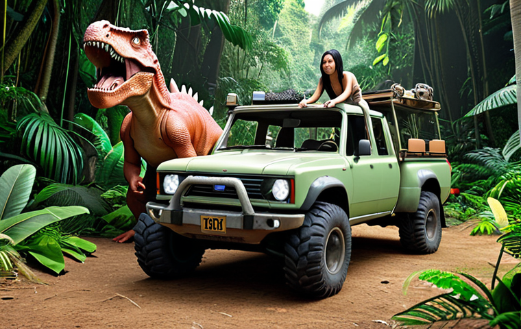 **Image:** The Go Go Dino team (Rex, Vicki, Tomo, Ping) transforming into their vehicle forms, ready for an adventure in a lush jungle setting. Focus on dynamic poses and teamwork.