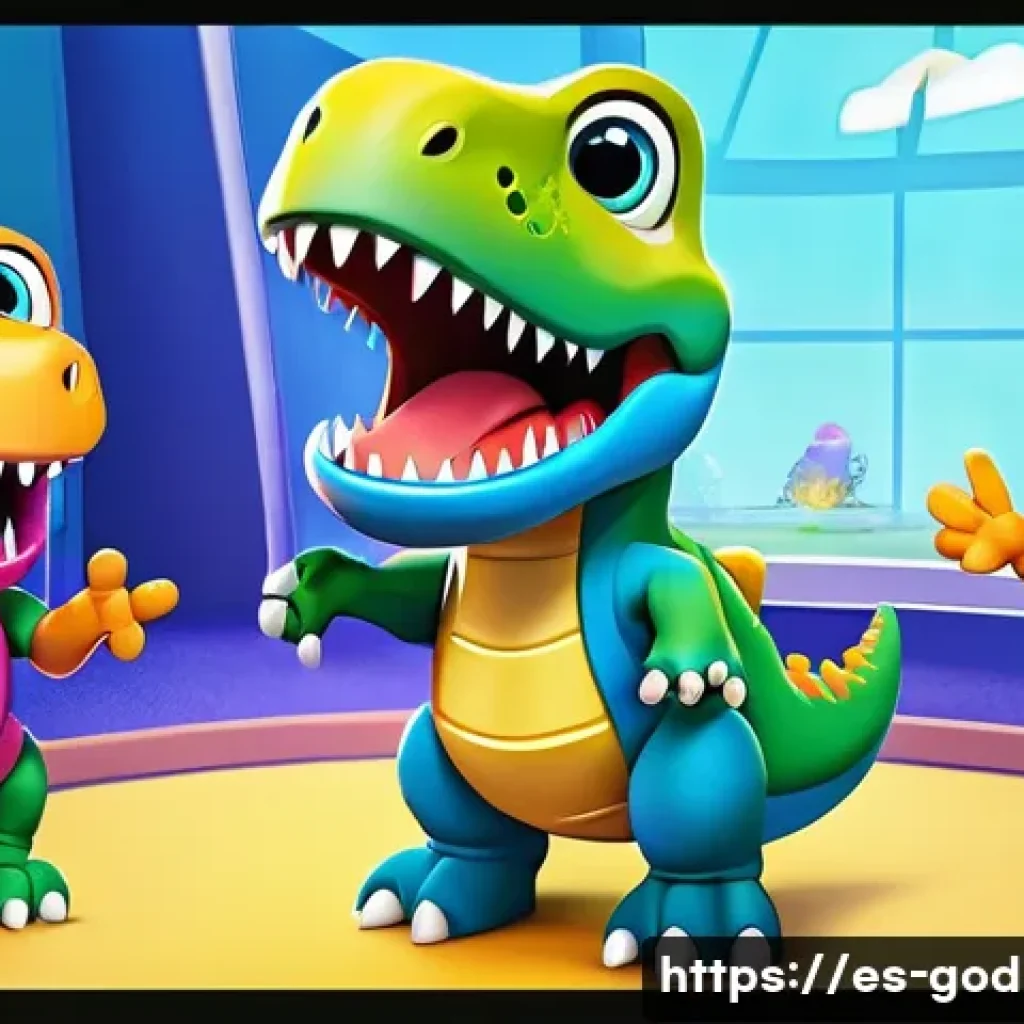 고고다이노의 SNS 마케팅 사례 - **Prompt 1: Interactive Learning Adventure with Gogo Dino**
    "A group of diverse, happy children ...